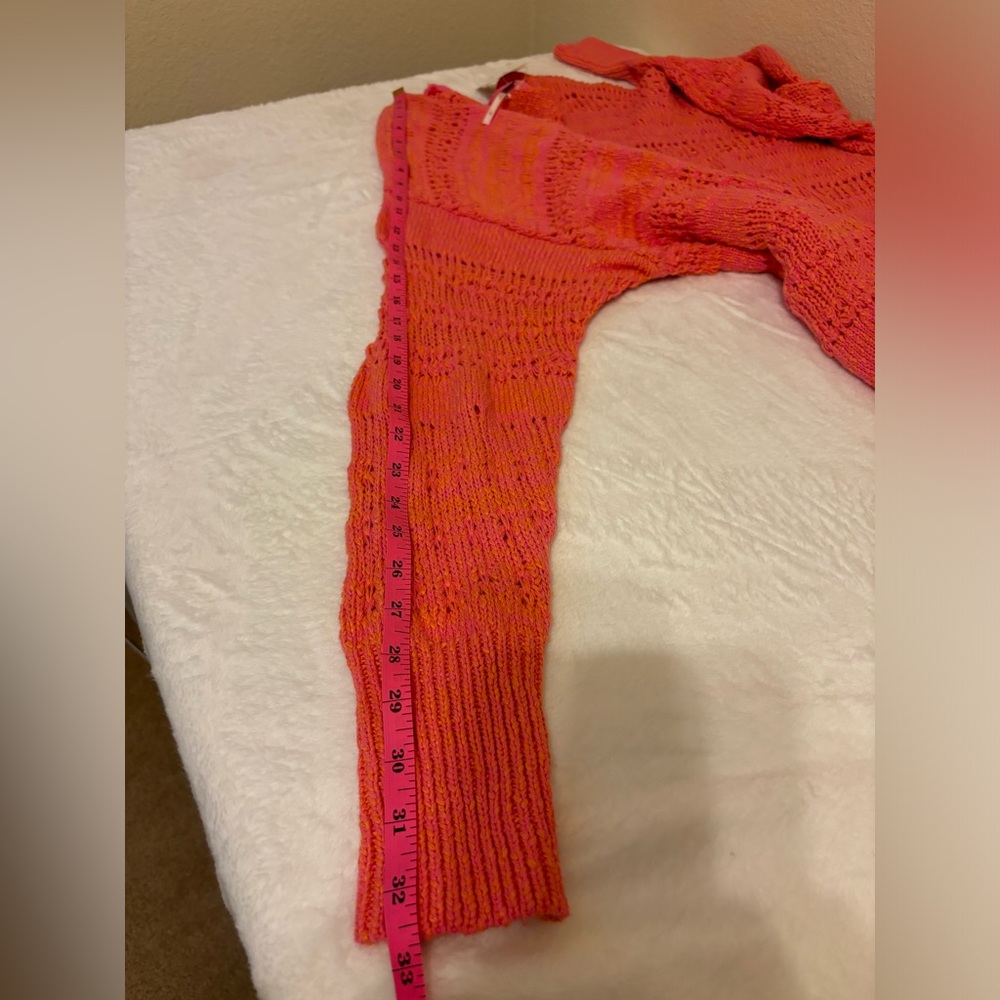 Free People Hot Tropics V-Neck Sweater Pink Large NWT - Picture 15 of 16